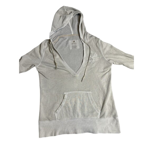 Aerie Hoodie Women size Medium Beige tan V Neck Hoodie Sweatshirt - Picture 7 of 7